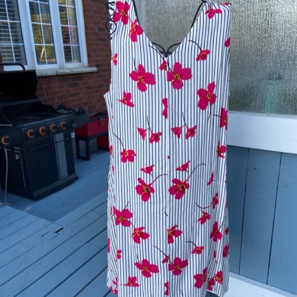 Tribal Femme Fully Lined Sleeveless Rayon Dress with Pink Flowers. NWOT - Picture 5 of 15